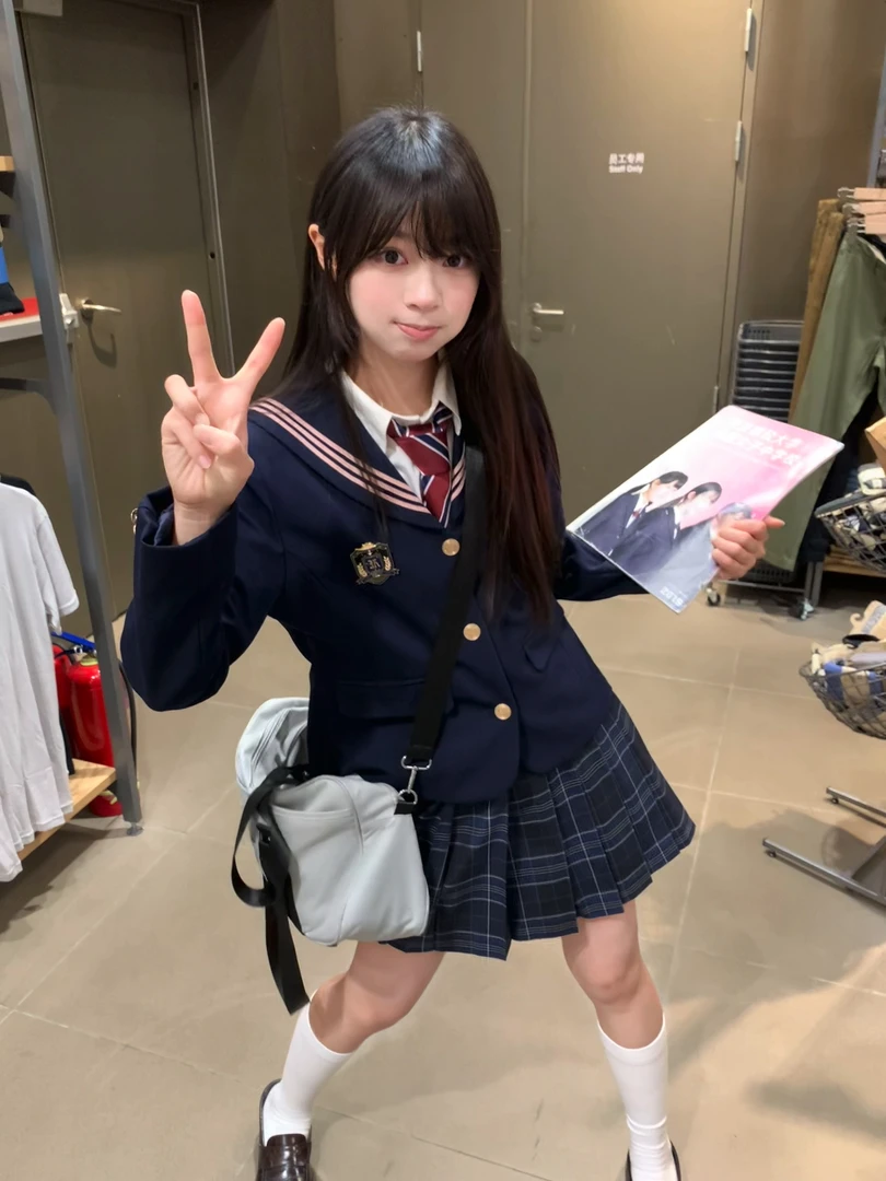 秋柚语穗原中西装jkJK制服女学院风三粒扣原创收腰绀色西服外套