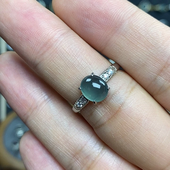 翡翠戒指银S925镶嵌
