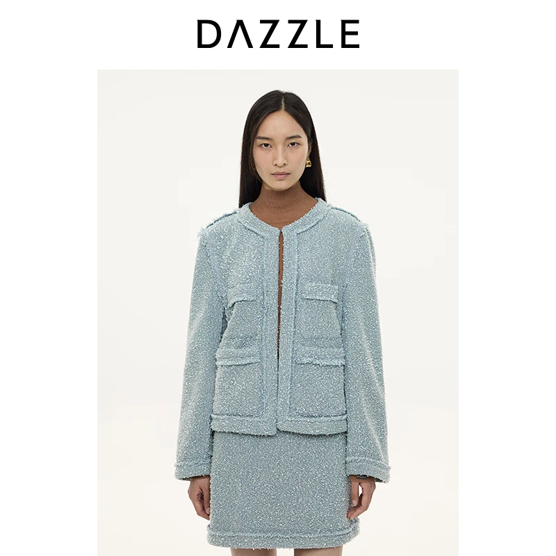 DAZZLE地素奥莱 短外套2024冬季新款牛仔小香风外套2I4RD03