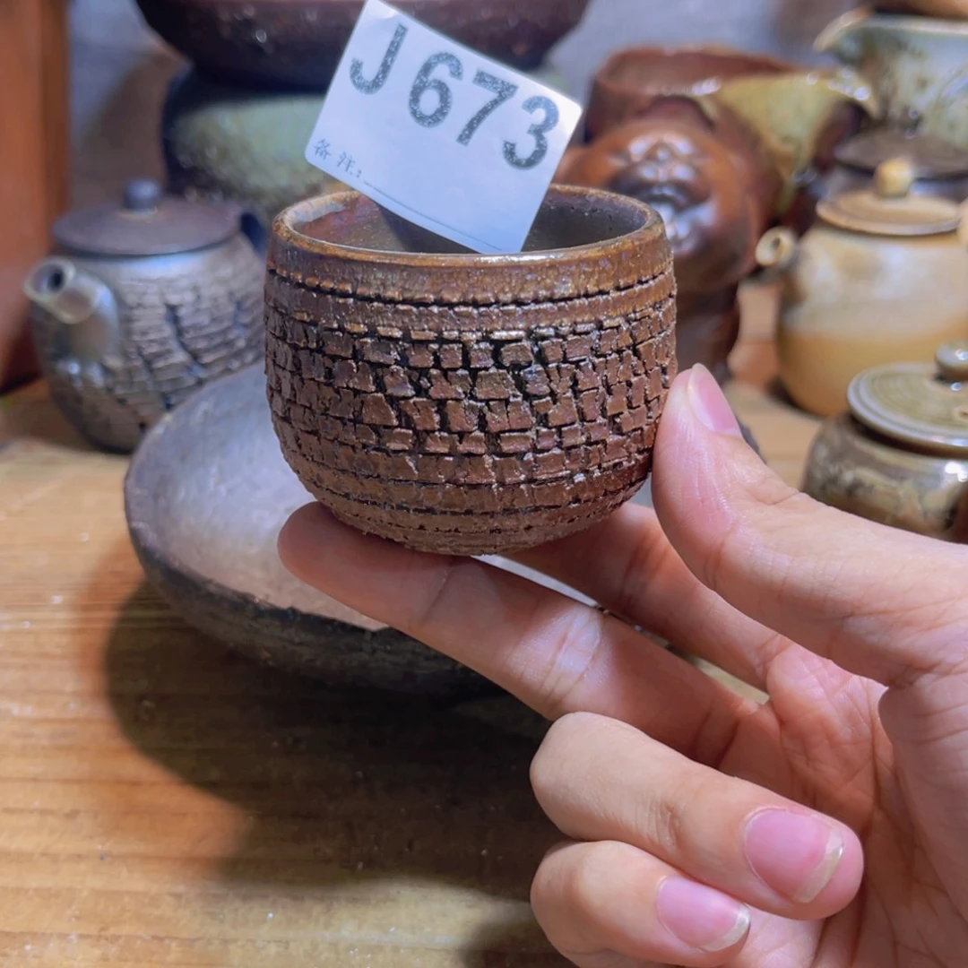 纯手工制作工艺（柴烧）裸烧纯手工制作柴烧杯673