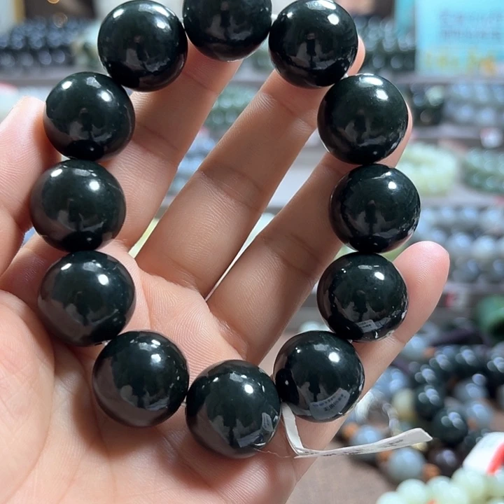 和田玉手链未镶嵌新疆黑油卡20