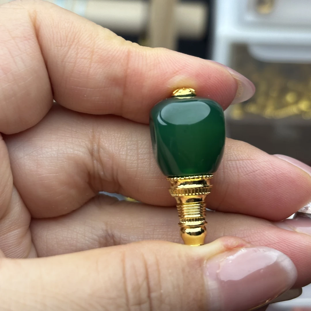 大尺寸精工翠玛瑙分体三通文玩配饰尺寸14mm左右