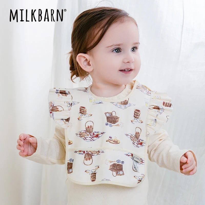 Milkbarn2025春夏新品婴儿吃饭围兜宝宝围嘴口水巾防水防吐奶饭兜