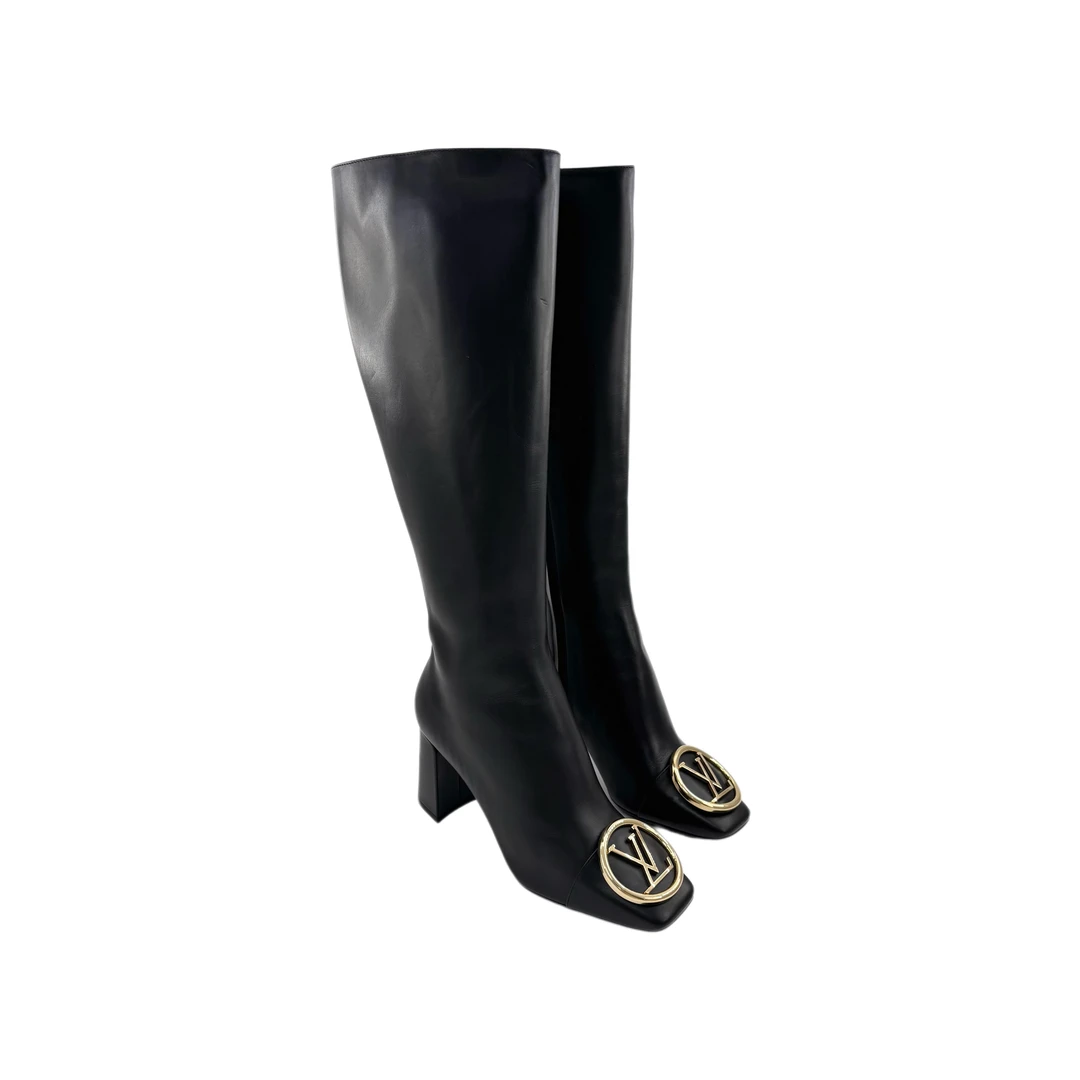 未使用 LouisVuitton/路易威登 36.5高跟金标方头长筒靴TT250840