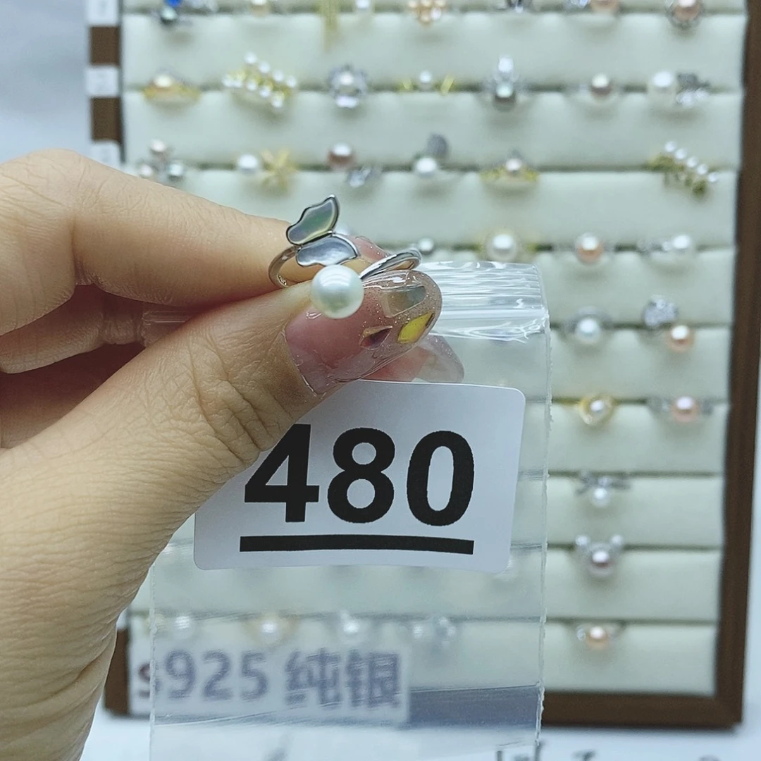 淡水珍珠戒指银S925镶嵌龙*480