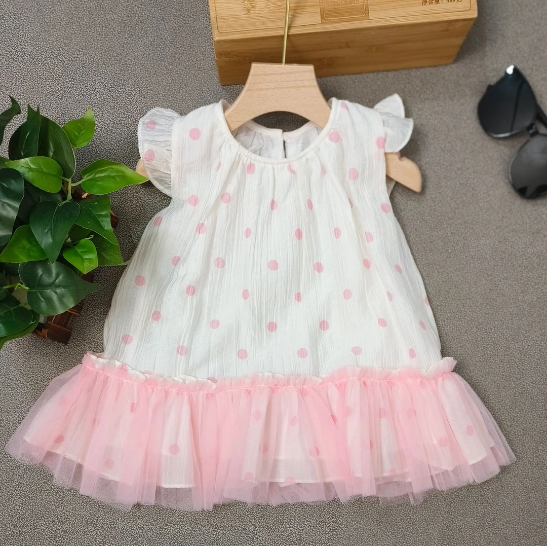 新款网纱连衣裙女童甜美A摆小飞袖廓形公主裙无袖