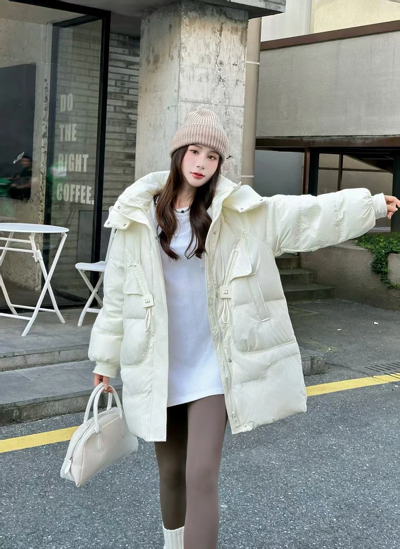 连帽女中长款常规厚款长款宽松短款休闲时尚百搭潮流冬季保暖