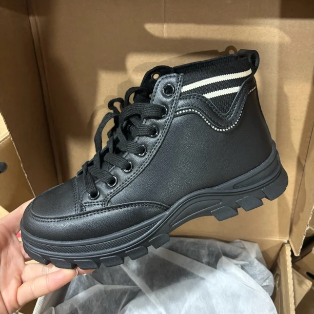 冬季1225加绒系带平底休闲女鞋23D