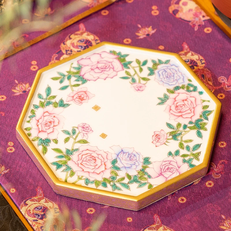 【伴斤茶舍】灵玺贡坊珐琅玫瑰八方壶承中式纯手工宫廷风复古珐琅彩