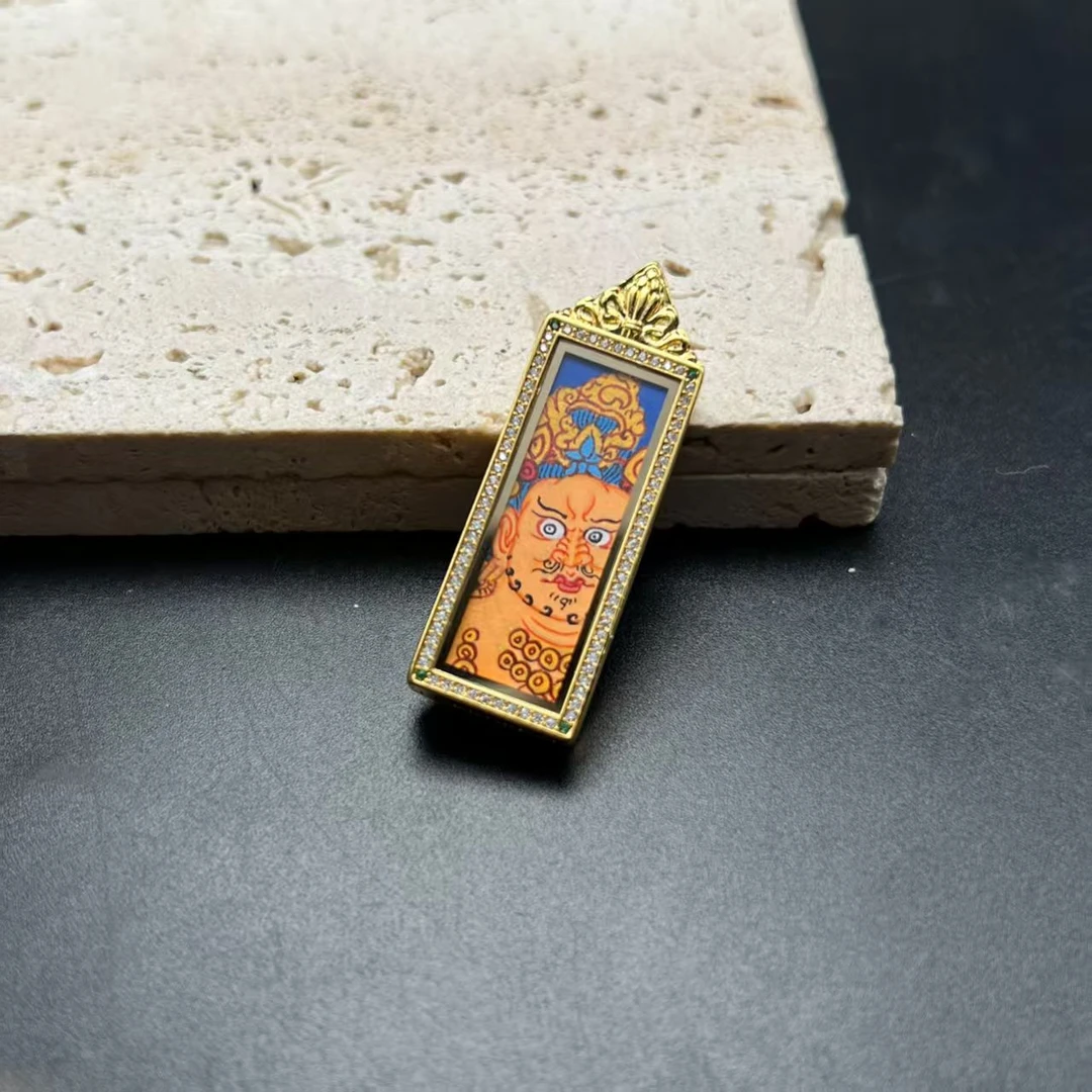 【北野珠宝】热贡纯手绘唐卡吊坠-B37H-421尺寸43x15x6mm