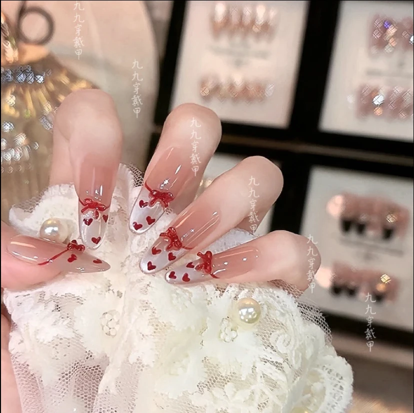 【一口甜】春夏季猫眼温柔款设计穿戴甲温柔纯手工气质纯欲ins风