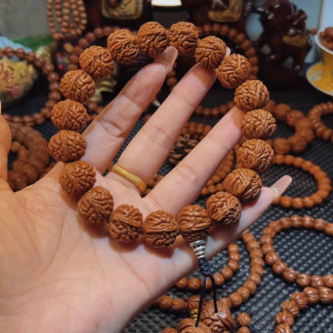 桃核手串18野生红皮金蝉手持
