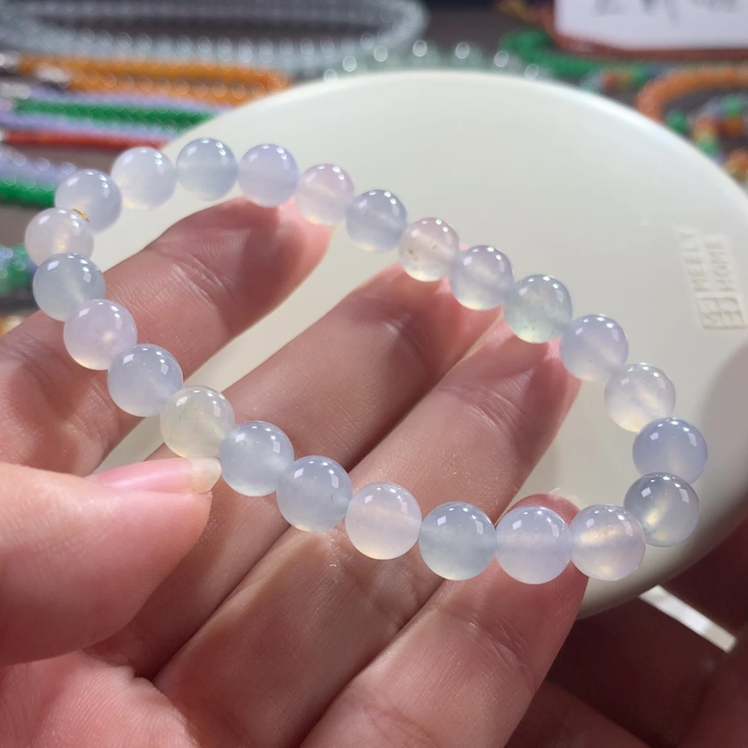 翡翠未镶嵌手链翡翠小高冰莫奈花园梦幻仙紫卡8+