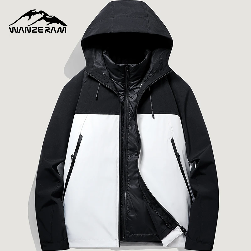 WANZERAM秋冬季户外三合一登山服鹅绒内胆4代升级防风锁温冲锋衣