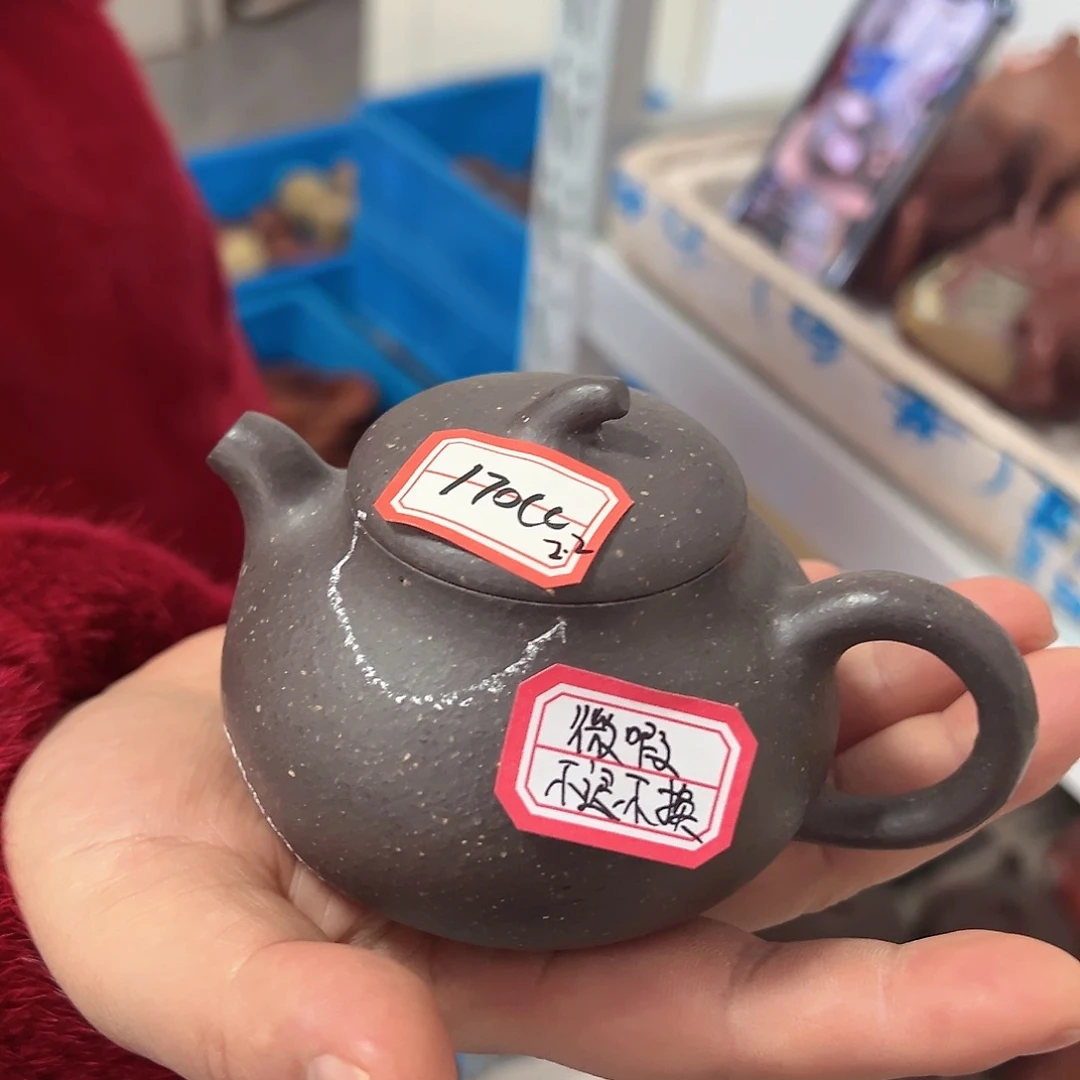 紫砂茶壶黄龙山天青8目手磨料