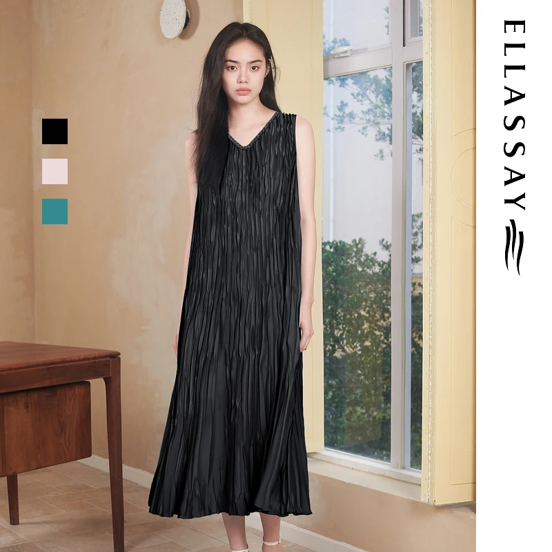 【压褶系列】ELLASSAY歌力思新款宽松气质连衣裙女EWV352Y02900