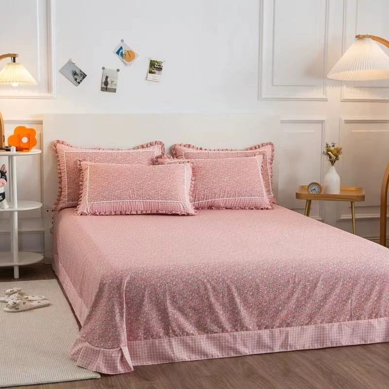 韩式小碎花磨毛床裙床上用品单件床裙公主花边田园风新款06