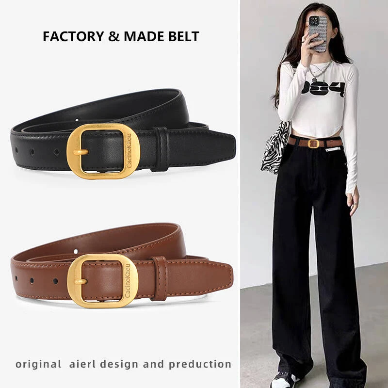 保罗正品女士金扣皮带休闲百搭腰带时尚复古潮牛仔裤针扣学生女款