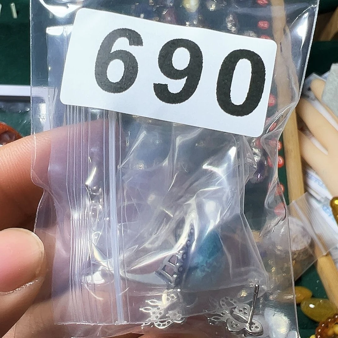 月光石耳钉银S925镶嵌桃*