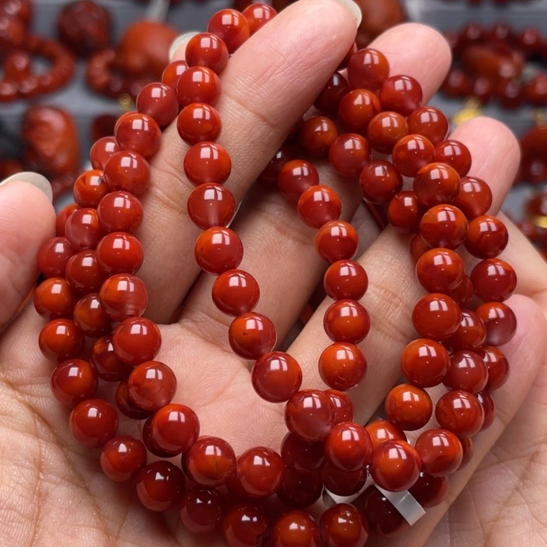 南红玛瑙未镶嵌珠宝奇石多圈7mm