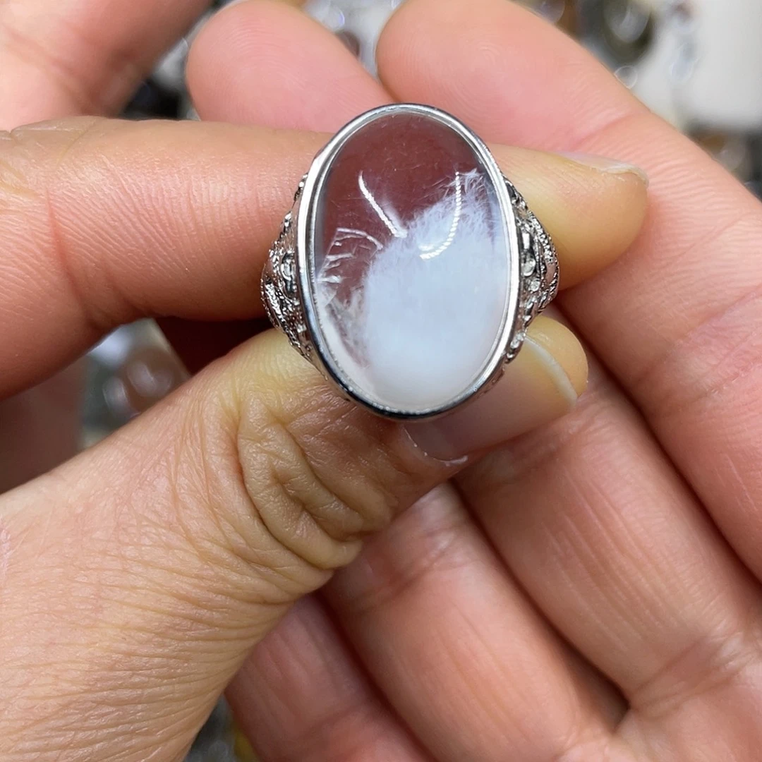 【闪购商品】银S925镶嵌珠宝半成品水晶戒指