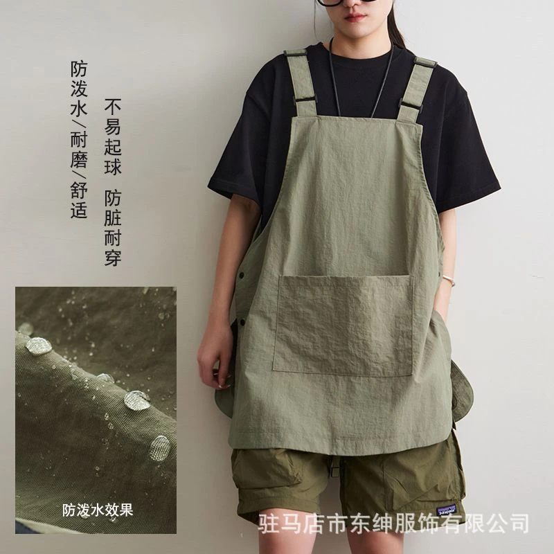 防泼水双面理发师咖啡店餐饮罩衣围裙家用厨房工作服防污印字男女