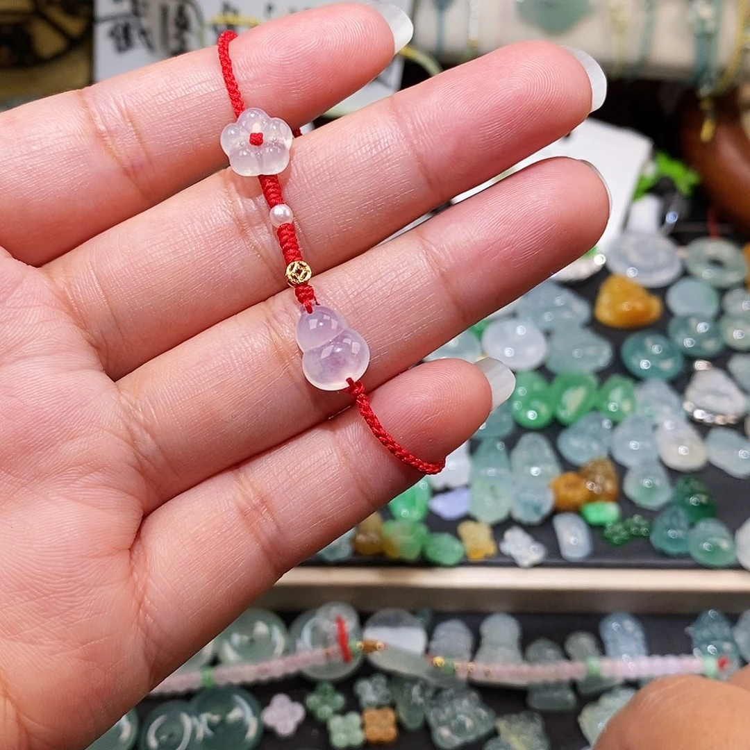 翡翠未镶嵌颈饰白月光葫芦红绳15