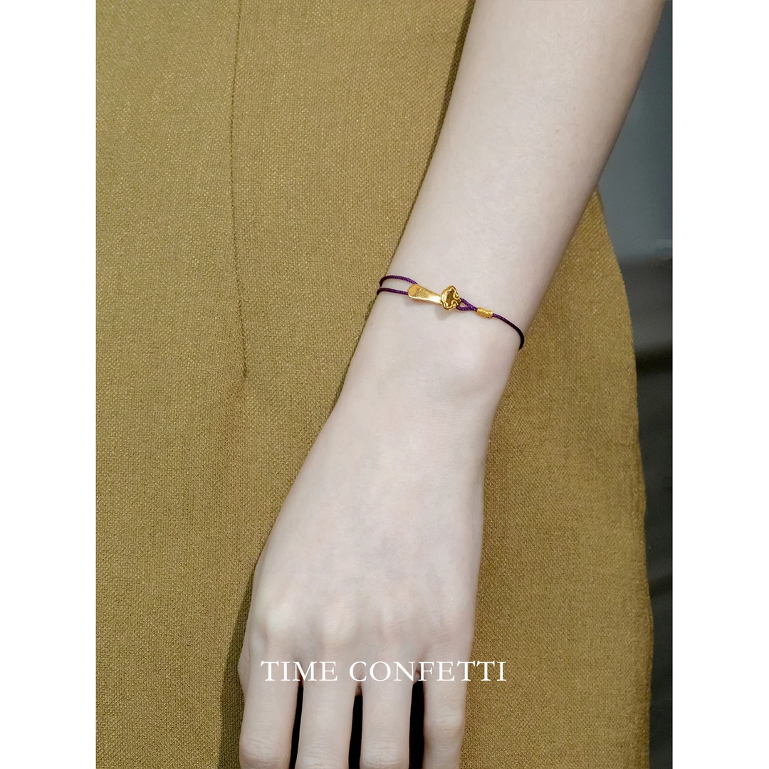 925银布艺手链 镀K金【孙二娘】如意-古法本命年紫红绳手饰TC 4978