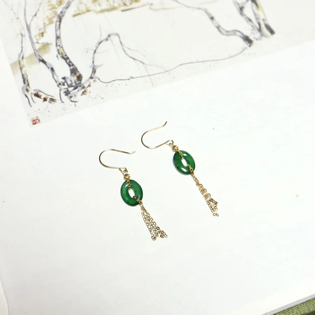 【甜黛】翡翠耳钩·18K金镶·多样性发其一