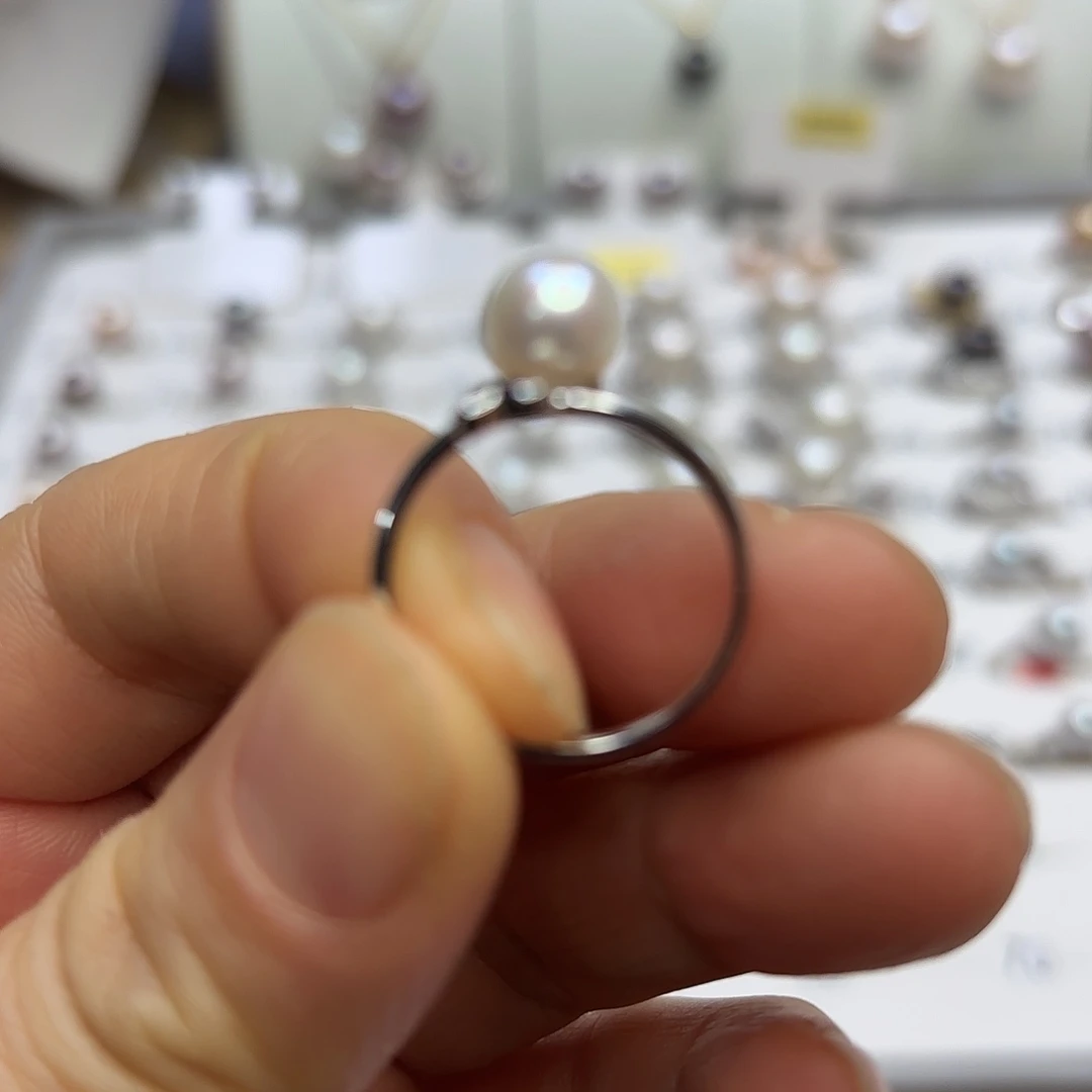 耳饰银S925镶嵌淡水珍珠