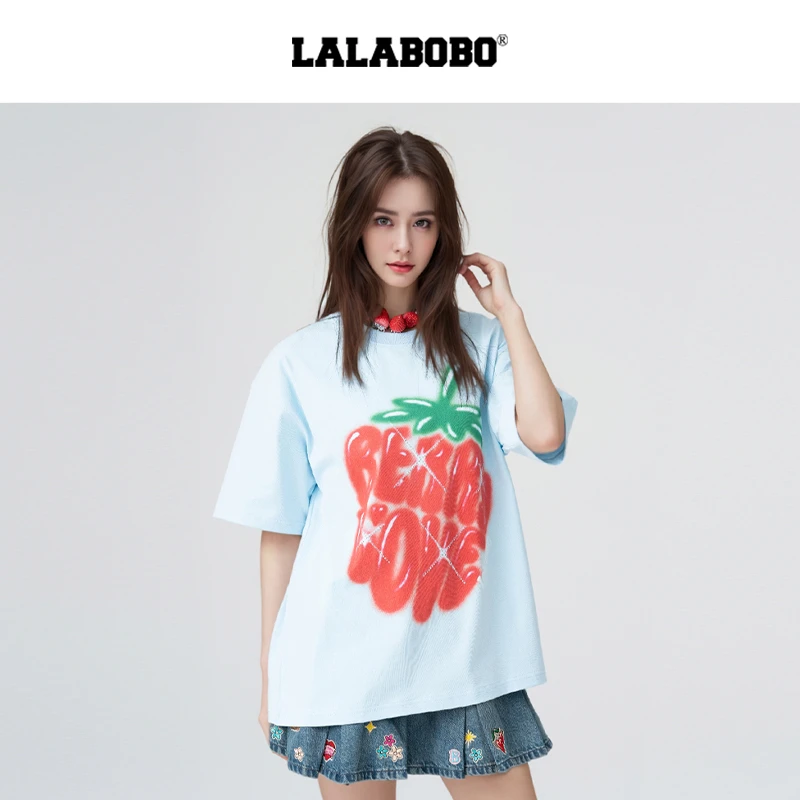 金源LALABOBO新款春夏宽松潮流印花显瘦T恤RBEA-DT17