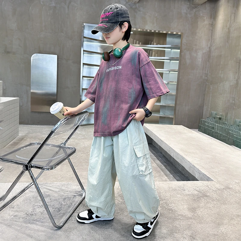 男童夏季短袖套装2025新款儿童装韩版宽松休闲痞帅气洋气薄款夏装