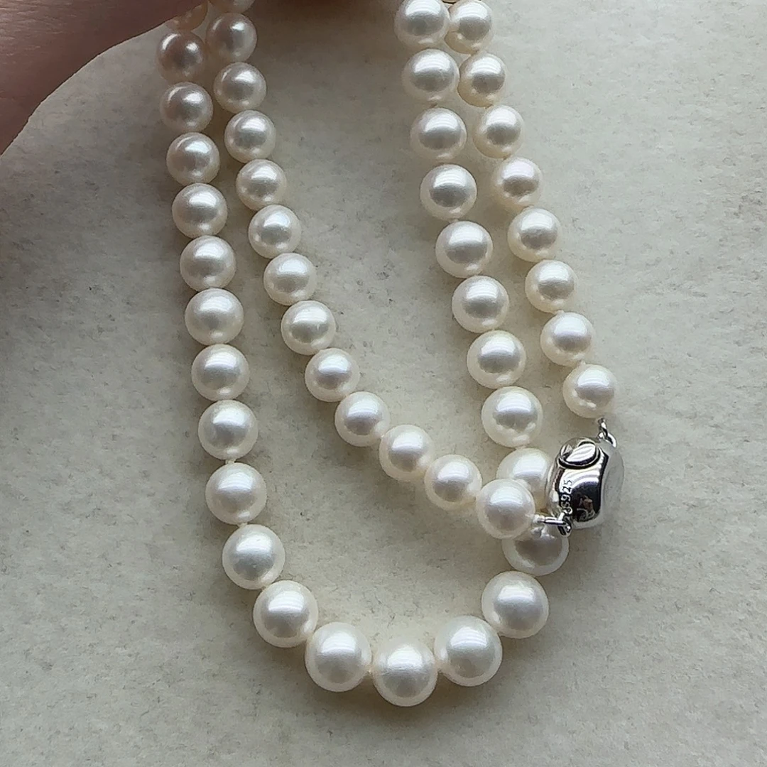 银S925镶嵌淡水珍珠项链57