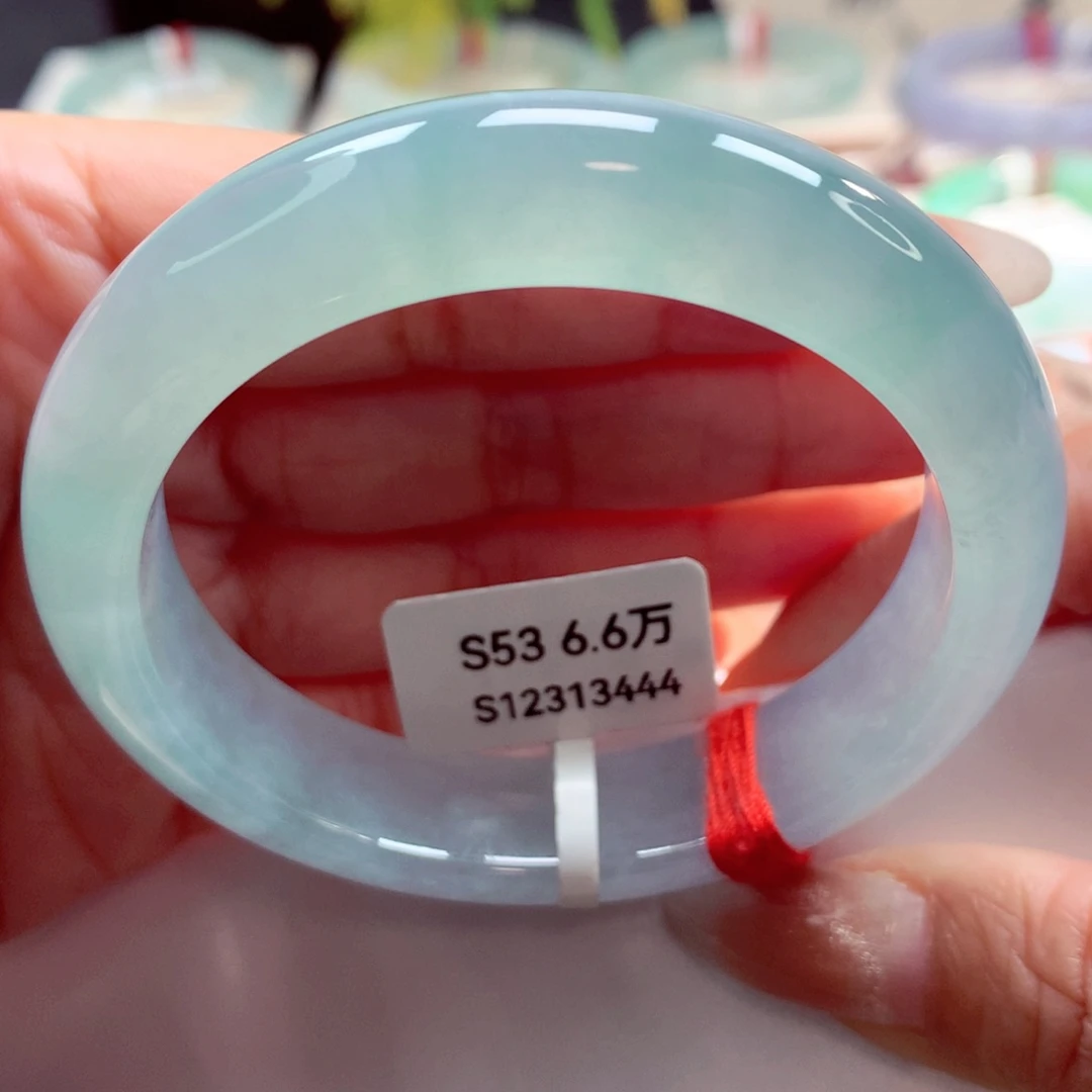 未镶嵌手镯翡翠冰蓝53正圈（34号）