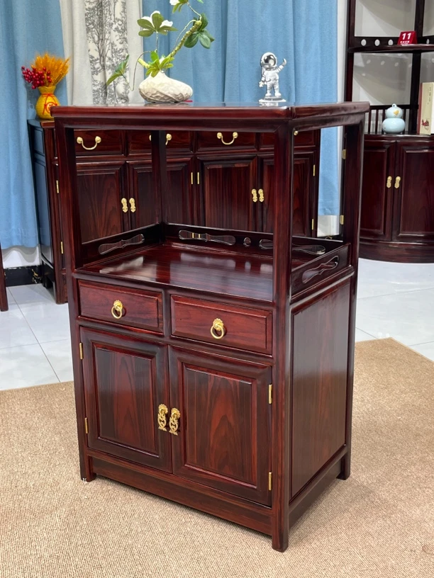 黑酸枝全实木茶水柜置物架储物柜尺寸58*38*90cm轻奢新中式客厅