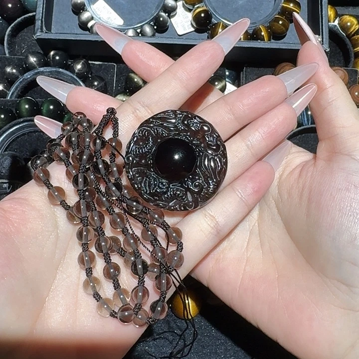 無***！黑曜岩未镶嵌吊坠(赠链)