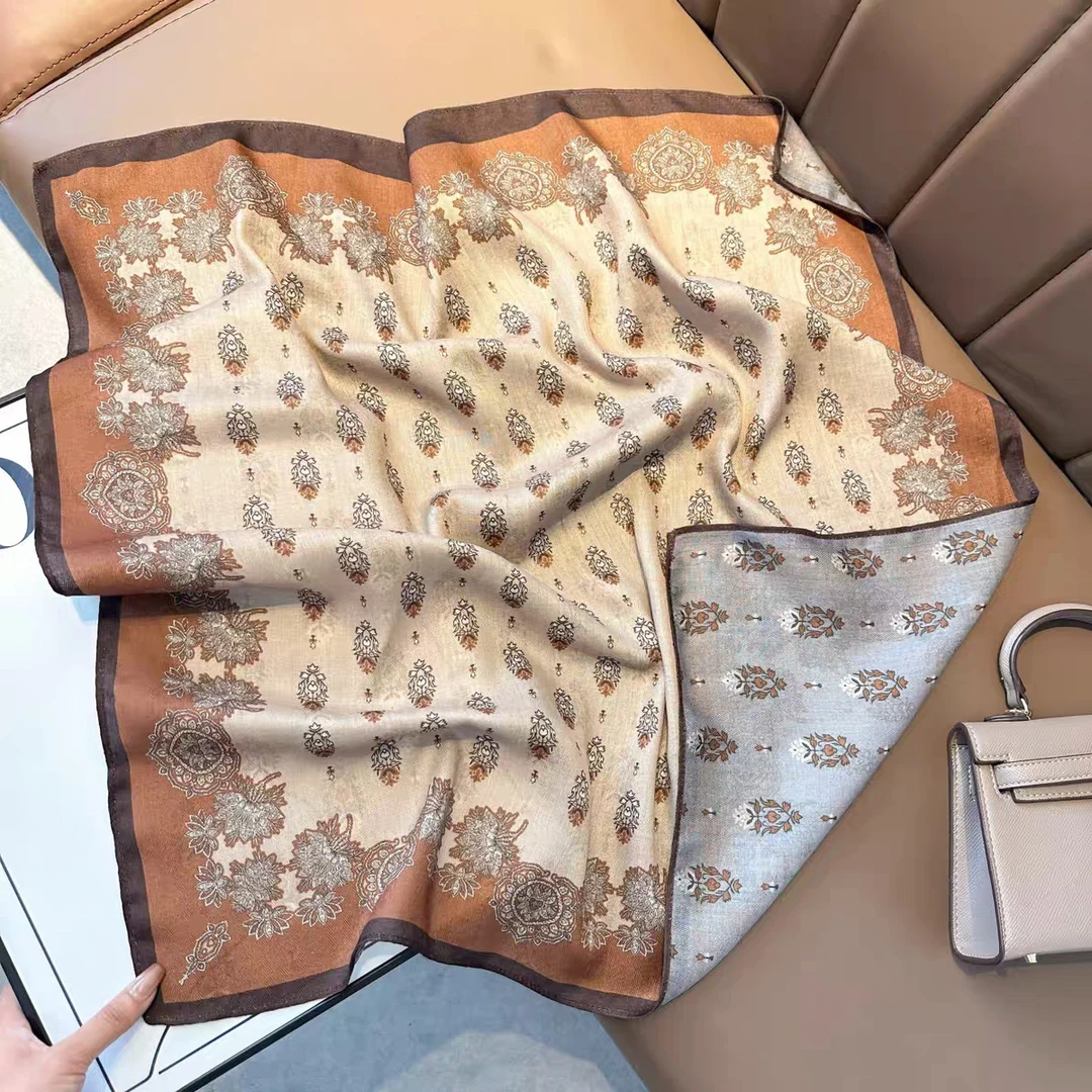 【波斯古韵】90*90方巾双面异色丝毛手感文艺百搭气质大越围巾披肩