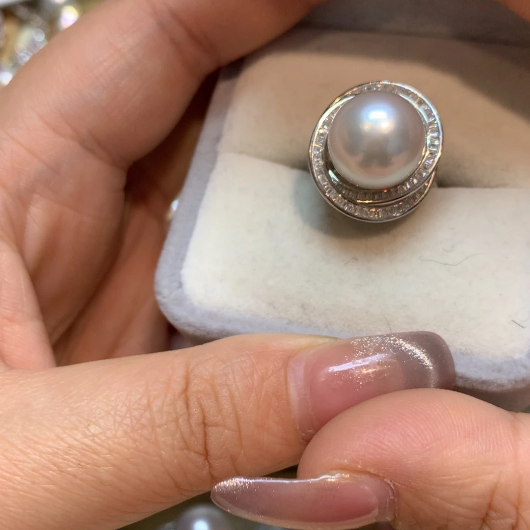 海水珍珠戒指银S925镶嵌
