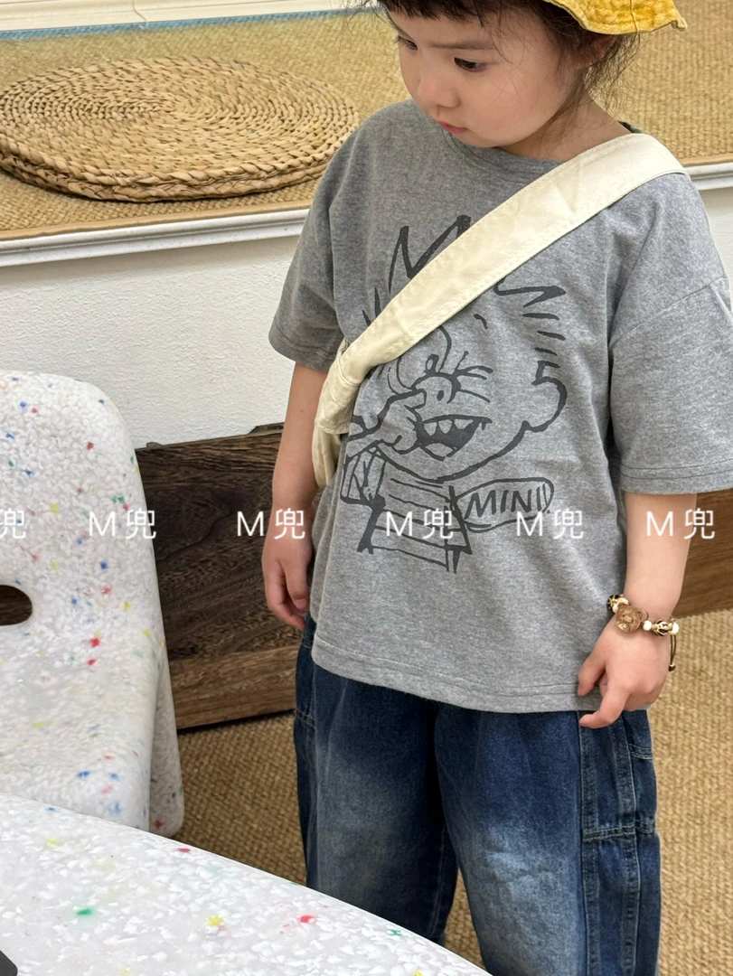 2025夏季新款韩版儿童百搭印花短袖男女童趣味圆领T恤上衣洋气