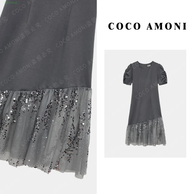 亮片拼接夏季新款气质高端女神范高级感连衣裙ZP236