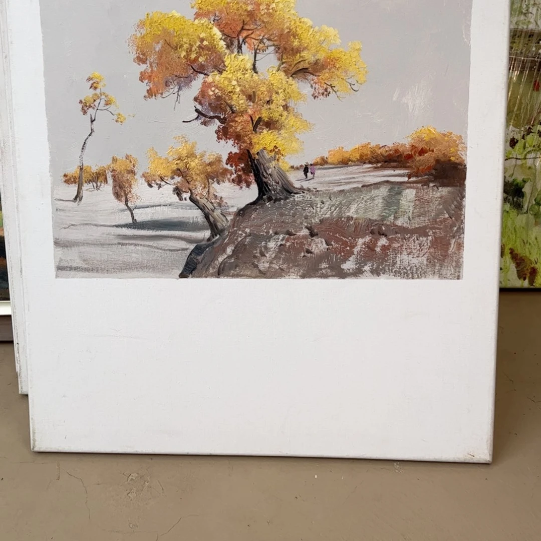 油画小*狸胡杨林手绘