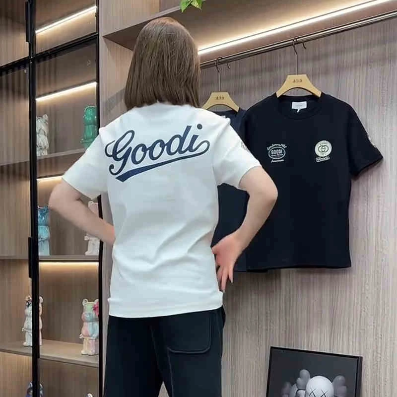 2025男女同款个性字母印花纯棉短袖t恤男夏季潮牌圆领休闲半袖衫