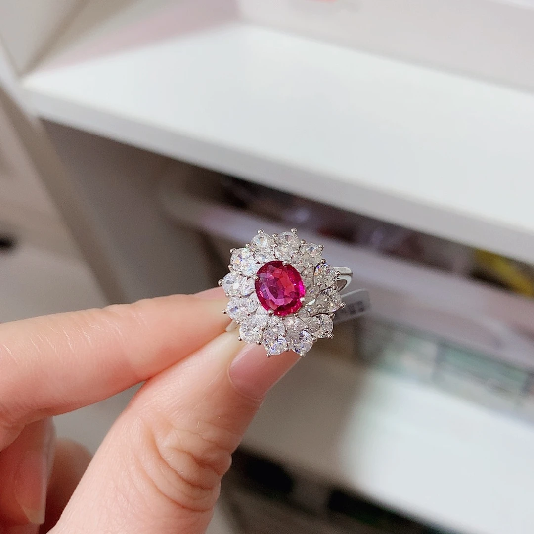 碧玺戒指银S925镶嵌戒指超美