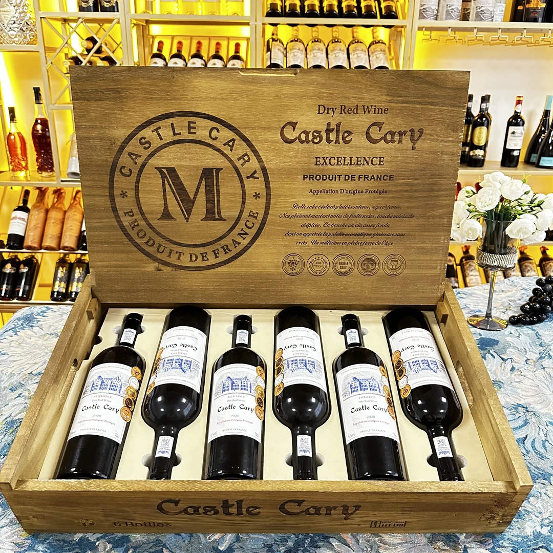 【清仓大促】法国卡瑞堡15度城堡金奖干红葡萄酒750ml*6瓶大木箱装