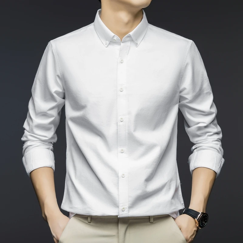 2025春新款季潮流休闲百搭纯棉男士修身职业商务衬衫长袖GR-88252