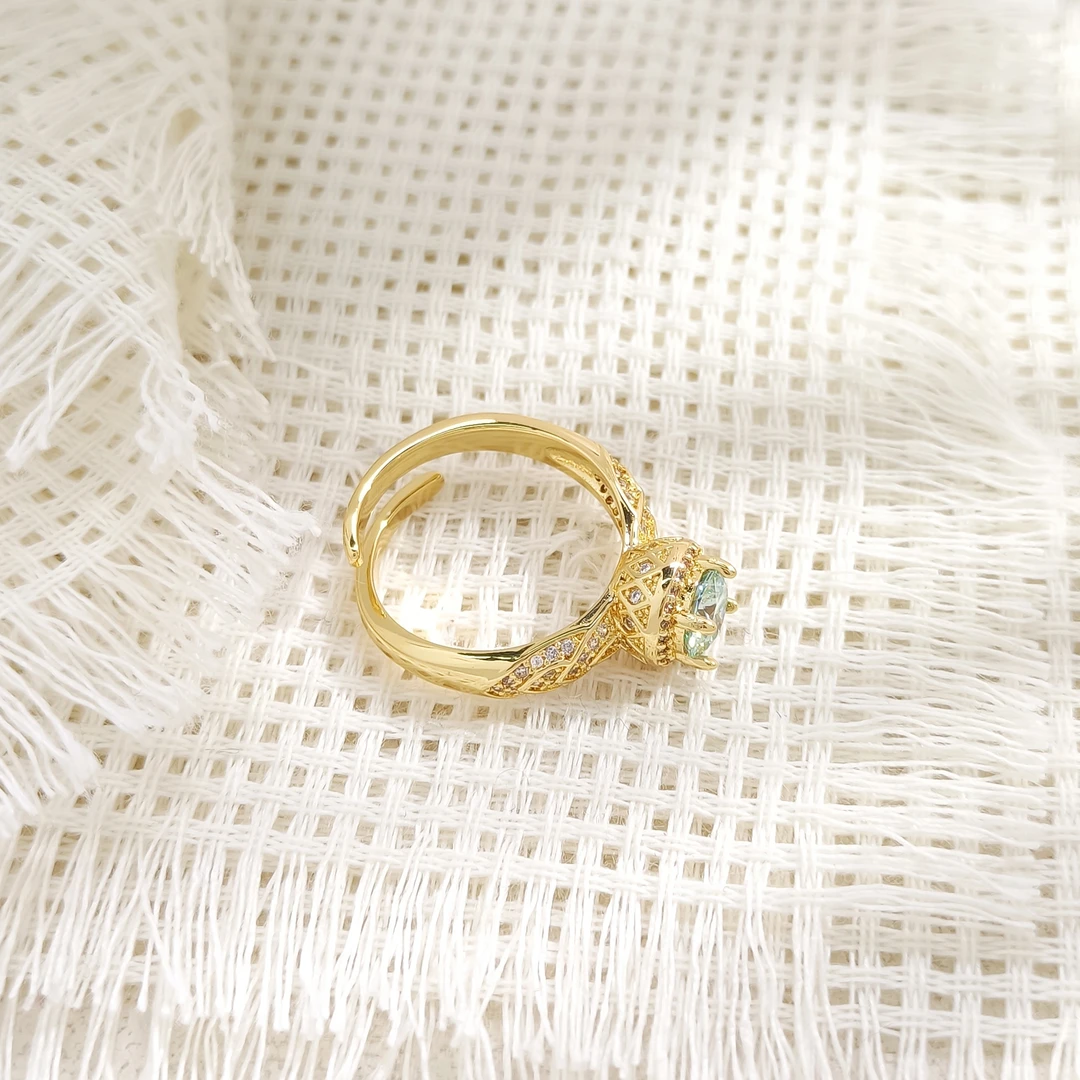 铜合金合成锆石戒指 XS-54498 戒指经典气质精致小众时尚简约