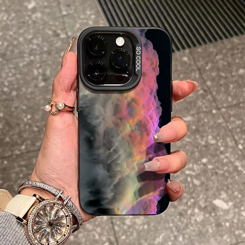 朦胧七彩祥云适用苹果16/15手机壳iphone14Promax13软壳12防摔11x