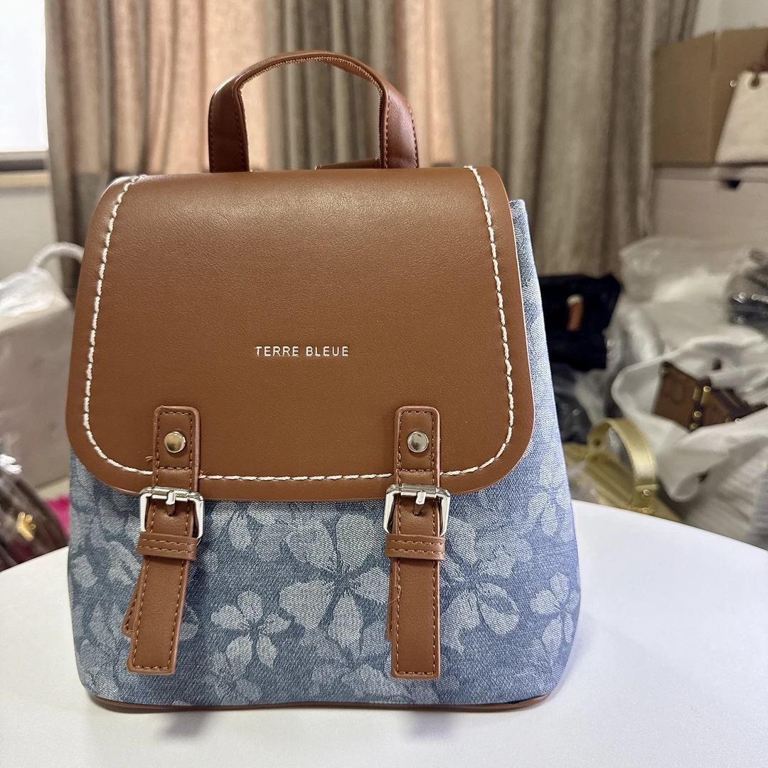 TERRE BLEUE®时尚撞色韩版双肩包文艺风（清仓默认微瑕)