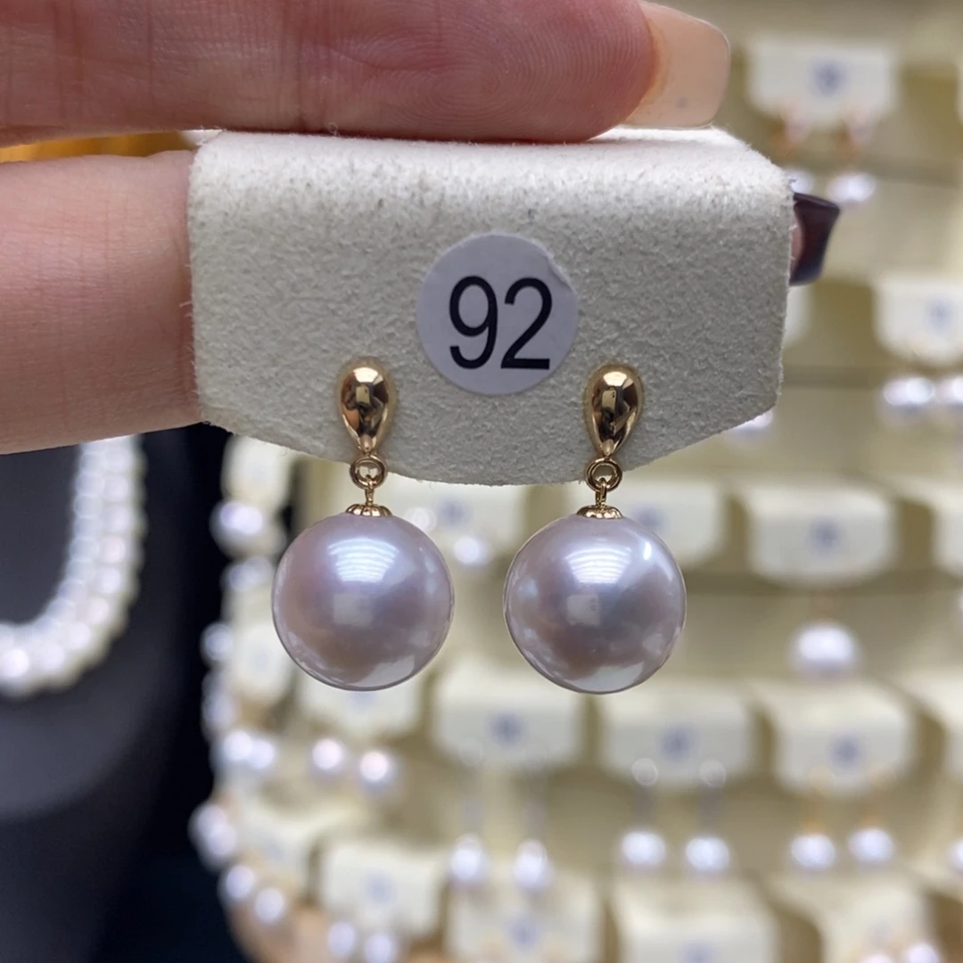 18K金镶嵌淡水珍珠耳饰