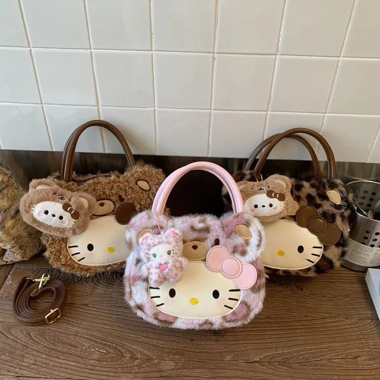 可爱少女风毛绒手提单肩斜挎包时尚百搭